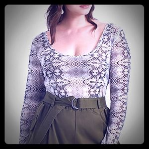 Sexy printed mesh bodysuit - NWOT